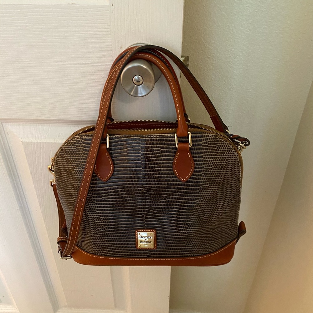 Dooney and Bourke embossed lizard zip zip satchel